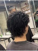 長めスパイキーショートリバースかき上げ短髪
