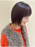 ナチュラルブラウンミニボブ透明感小顔艶感20代30代40代