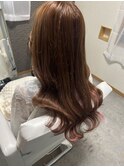 ピンクインナーカラー/艶ブラウン【岡山/シールエクステ】