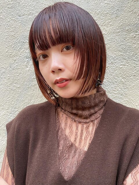 【pignon】暖色系カラー 姫カット 前髪パッツン 