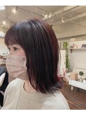 大人ナチュラルピンクベージュ×外ハネbob