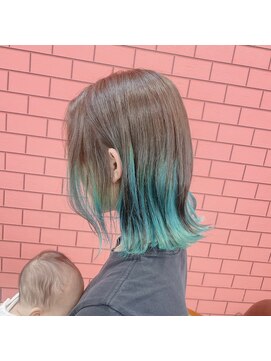 ヘアカラーファクトリー 原口☆エメラルドグリーングラデ☆福岡久留米