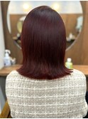 インナーカラー 外ハネボブ 透明感 ピンクブラウンカラー
