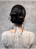 フェミニンロングウェーブミディアム着物ヘア成人式卒業式/三鷹
