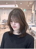 マロンベージュ/くすみベージュ/姫カットレイヤー/縮毛矯正/前髪