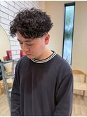 ワックスなし爽やかアップバングツイストスパイラルパーマ