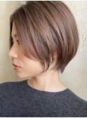 顔周りレイヤーカットグレージュカラーくびれボブショートカット
