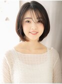 シースルーバング艶感ストレートウェットヘア丸みボブディY浦和