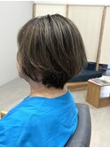バレイヤージュ×ショート+白髪ぼかし