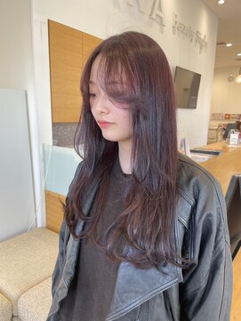 サラビューティーサイト 九大学研都市店(SARA Beauty Sight) ワインレッド/ハッシュカット/カーテンバング/暖色