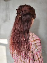 テトヘアー(teto hair) ロングパーマ　パーマアレンジ　暖色系カラー　ピンクブラウン