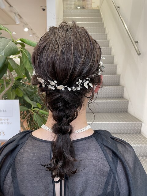 ヘアカチューシャ×編みおろし