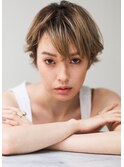 大人ハイライトグレージュショート40代50代