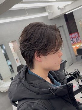 オーバルバイアピッシュ(OVARL by apish) 毛流れリバースセンターパートフェザーパーマニュアンスパーマ