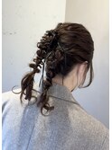 ヘアアレンジ/ツイン編みおろし/ツインポニー