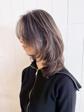 アルバム 新宿(ALBUM SHINJUKU) ミディアム顔周りレイヤー大人ガーリーダークアッシュ_ba577332