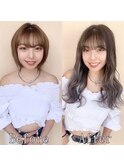 ココアグレージュ×シルバーアッシュ#シールエクステ#小顔ヘア
