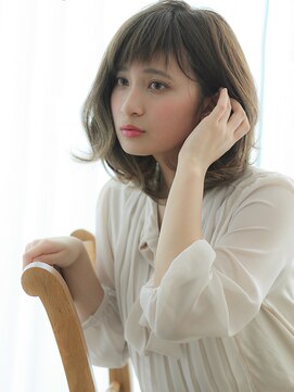 マイラ 銀座(myla) 髪質改善外ハネ暗髮アッシュひし形切りっぱなしボブ20代30代40代