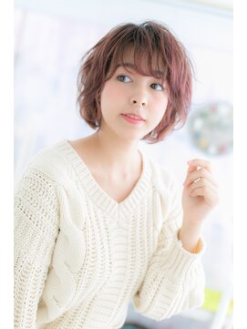 ミック ヘアアンドビューティー 大山店(miq  Hair&Beauty) 個性的ミルクティーピンクフレンチガーリーボブショートa1