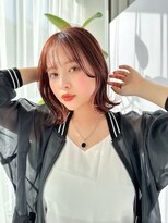 レイリー 原宿 表参道(Rayreee)&nbsp;くびれミディアムボブ/イヤリング/インナーカラーピンク