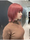 ウルフボブ/ピンク/ケアブリーチ／横浜