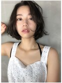 ◆ゆるふわ小顔ボブ【くびれヘア・アッシュハイライトカラー】
