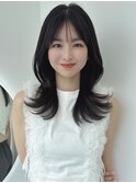 憧れ韓国くびれヘア/顔まわりカットレイヤーカット艶髪黒髪