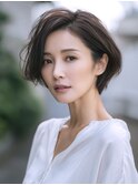 ☆ホワイトグレージュミニウルフデジタルパーマチェリーブラウン