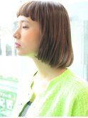 マチルダボブピンクベージュインナーグレージュハイライト大人