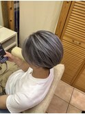 メンズバレイヤージュホワイトグレーデザインカラーグレーパール