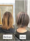顔まわりレイヤー × 艶ブラウンで叶える上品ヘア