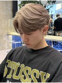 メンズミルクティーベージュコンマヘアアッシュグレージュカラー