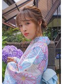 浴衣 着付け 着物ヘア ヘアセット アレンジ シースルーバング 夏