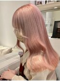 2481外国人風カラーダスティーピンク波巻き艶感ショコラピンク