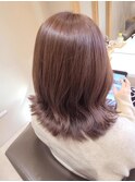 ピンクブラウンの髪質改善カラー