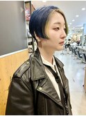 ハイトーンハンサムショート/ネイビーカラー/インナーカラー