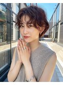 ショートボブパーマ20代30代40代イヤリングカラー大人