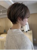 ハイライトグレーベージュ小顔ショートカット髪質改善韓国ヘア