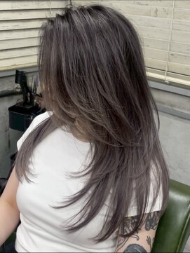 アポロ 横浜駅店(apollo) xカラー/ホワイトグレージュ/レイヤーカット/チェリーブラウン