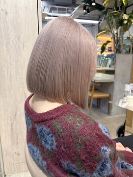 サンク 原宿(cinq) ピンクベージュピンクミルクティーブリーチありダブルカラー