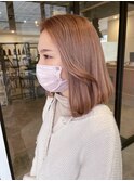 20代30代透明感カラー★ダブルカラーブリーチピンクベージュ