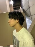 スパイラルパーマ 田町 理容室 顔剃り 床屋 センターパート
