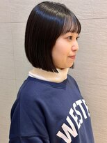 ラフ フロム ガーデン(Laf from GARDEN)&nbsp;切りっぱなしボブ/ダークアッシュ/韓国風/シアーカラー/縮毛矯正