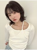 小顔カット　顔周りカット　外ハネボブ　黒髪　艶トリートメント