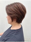 大人可愛い前髪なしショートボブ