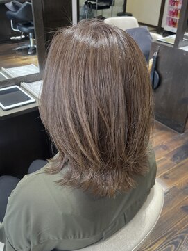 リジェール 高辻店 ミディアムヘア 透明感カラー アッシュグレージュ