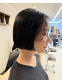 グラボブショート/前髪長め/黒髪/30代/40代/50代
