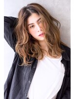 アッシュ 祐天寺店(Ash)&nbsp;センターパートの外国人風ゆるウェーブ