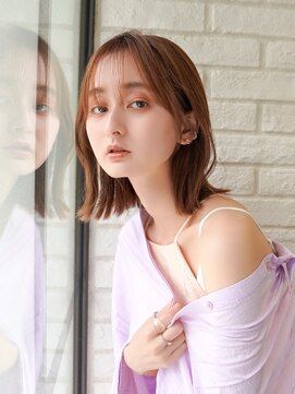 エステージ 鳳店(S-TAGE) オレンジベージュ×切りっぱなしボブ