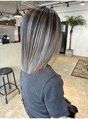 contrast gray balayage